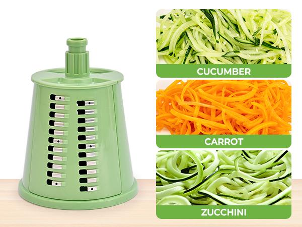 SUSTEAS Rotary Cheese Grater with 6 Replacement Blades, Strong Suction Cup Base, BPA Free, Compact Design for Easy Cleaning, Kitchen Utensils Vegetable Cutting Slicer New Green