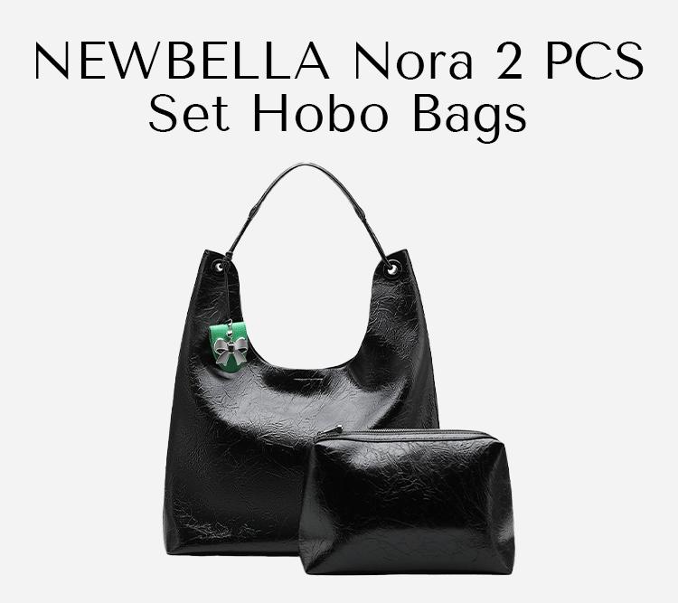 NEWBELLA Nora 2 PCS Set Hobo Bags,in PU Leather - Sleek Solid Color Top Handle Bag , School & Commute,FallFreshness Elegant Handbag