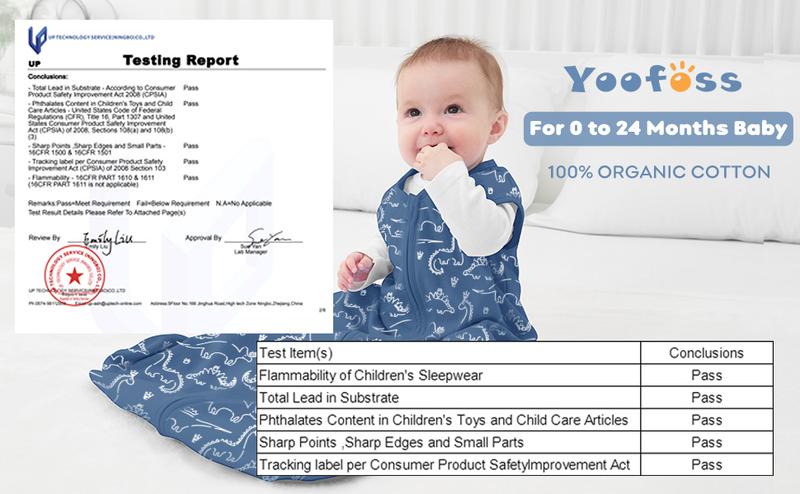 Yoofoss Baby Sleep Sack 0-24 Months Baby Wearable Blanket 100% Cotton 2-Way Zipper TOG 0.5 Toddler Sleeping Sack Lightweight