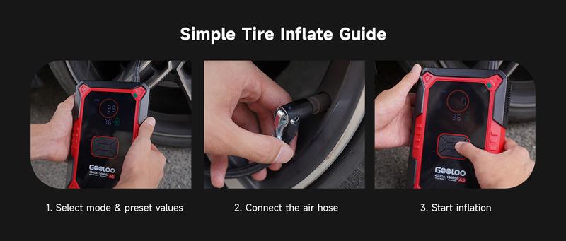 GOOLOO A5 Jump Starter with Air Compressor, 4000A Car Battery Jump Starter (All Gas/10.0L Diesel) with 160PSI Tire Inflator Auto-Off, 45W Output Power Bank, 12V Jump Box Car Jumper Starter Portable