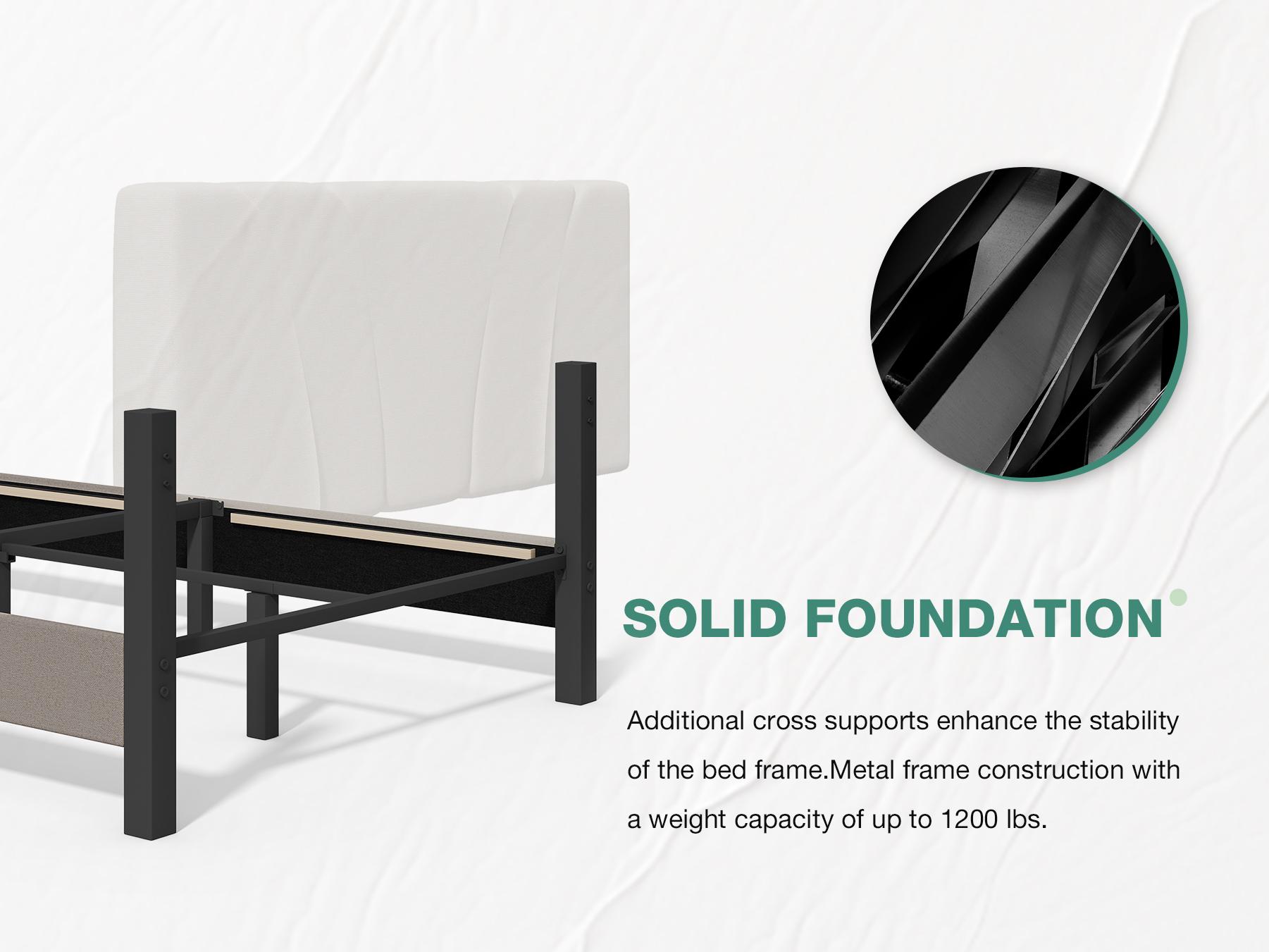 Bed Frame Upholstered Platform Full/Queen/King Bed Frame with Adjustable Headboard, Strong Weight Capacity, No Box Spring Needed, Easy Assembly Bed Frame Upholstered Platform Full/Queen/King Bed Frame with Adjustable Headboard, Strong Weight Capacity, No Box Spring Needed, Easy Assembly