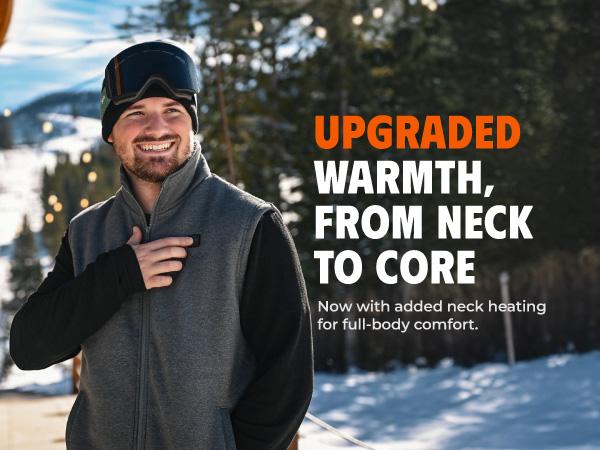 ororo Men's Fleece Heated Vest with Battery Pack, Menswear Tops Underwear, Winter Warm Layer Casual Black