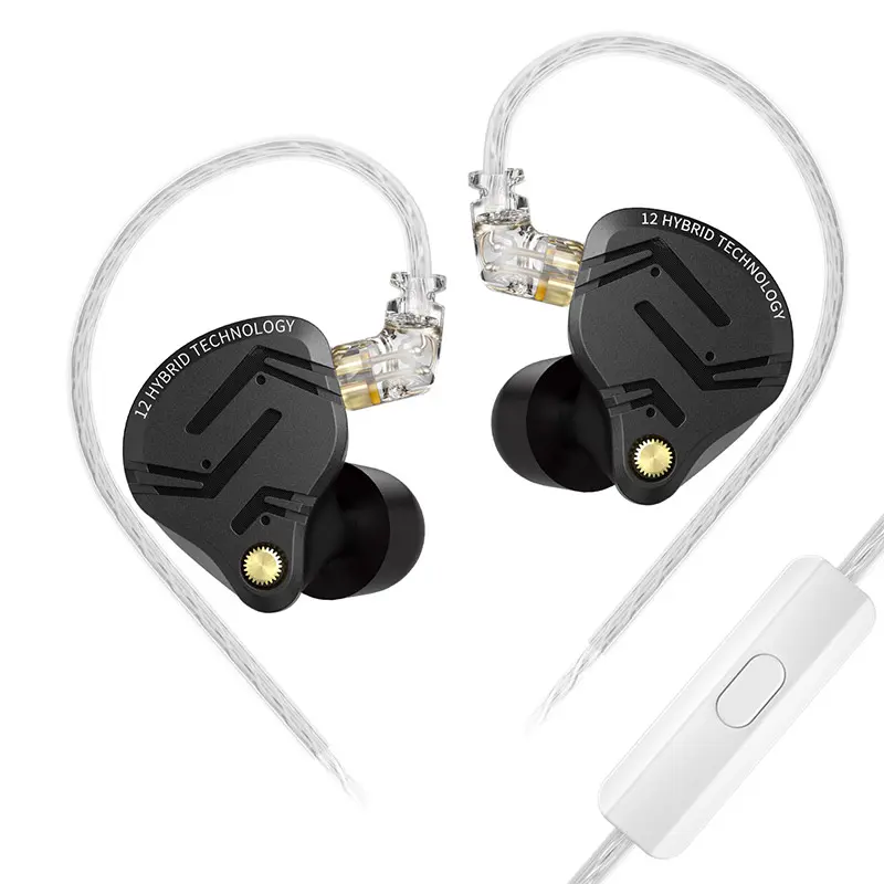 KZ ZS12 PRO X Hybrid Wired In Ear Monitors - 1DD+5BA Metal Zinc Alloy HiFi IEM Headphones, Earbuds, 3.5 mm Jack, Sound Isolation, Detachable 2PIN Durable Cable, Adjustable Switches, HD Microphone, Non-Water Resistant, for Audiophiles, Tablet, Not Water Re
