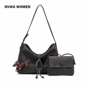 Sophisticated Buttery Soft Faux Suede Hobo Bag 2-Piece Set Retro Asymmetrical Buckle Underarm Shoulder Bag with Detachable Pouch Minimalist Large Capacity for Women Daily Commute Office crossbody bags for women shoulder bag crossbody bag shoulder bags