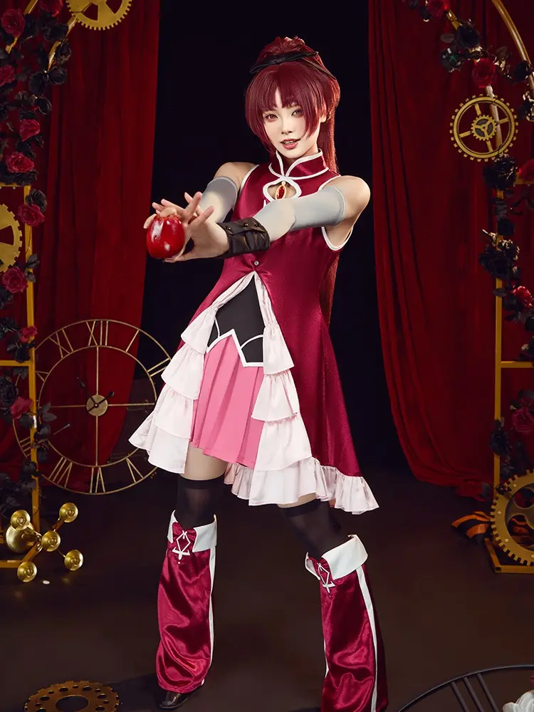 Officially Licensed Puella Magi Madoka Magica Costume Kyoko Sakura Cosplay Battle Dress Set