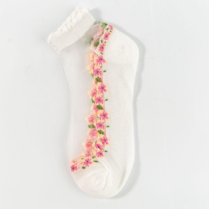 Floral Lace Women's Spring Summer Ankle Socks [10-pair pack] - Cute Cotton Sole Sweat-Wicking Breathable Socks (One size)