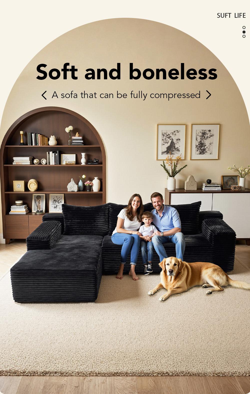 Modern Chenille Soft Cushion Modular Sofa Set, L-Shaped Modular Living Room Sofa Set, Free Combination Sofa for Living Room and Room (Side Recliner) Boneless Sectional Couch home Sofa family Couch boneless couches for living room