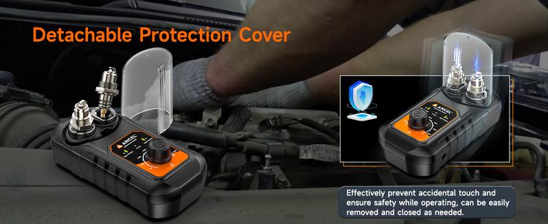 ANCEL SP21 Upgraded Spark Plug Tester, Double Hole Testing Spark Plug Detector, 0 to 6000RPM Adjustable Working Frequency, Automotive Ignition Analyzer Diagnostic Tool for Car & Motorcycle 12V Vehicles