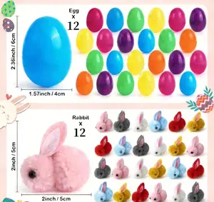 Gift for Her/Him 24pcs Easter Bunny Eggs, Mixed Colors, Easter Theme, Suitable for Easter Party Gifts, Mini Rabbit Ornaments, Holiday Basket Filling Eggs
