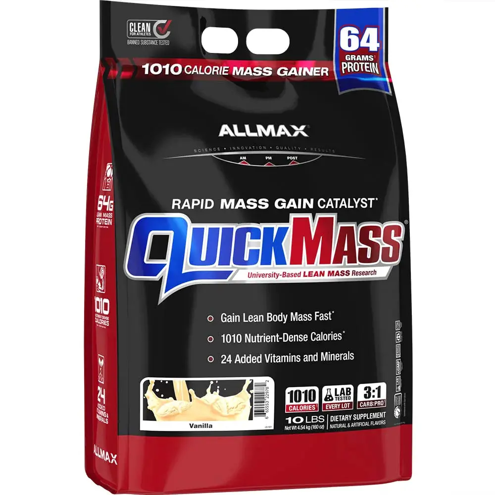 ALLMAX NUTRITION QuickMass Protein Powder Gainer, 10lb Protein Blend Supplement for Muscle Growth – Health Fitness, Sports Nutrition & Training Support, Health Fitness Supplement, Sports Nutrition Supplement
