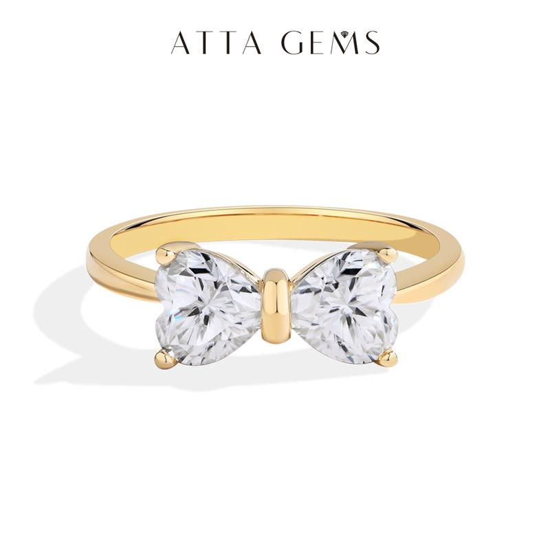 ATTA GEMS Classic D VVS1 Color Heart Cut 1.6CT Synthetic Moissanite Ring for Women Adult 925 Sterling Silver Rings Engagement Wedding Jewelry Gift R265