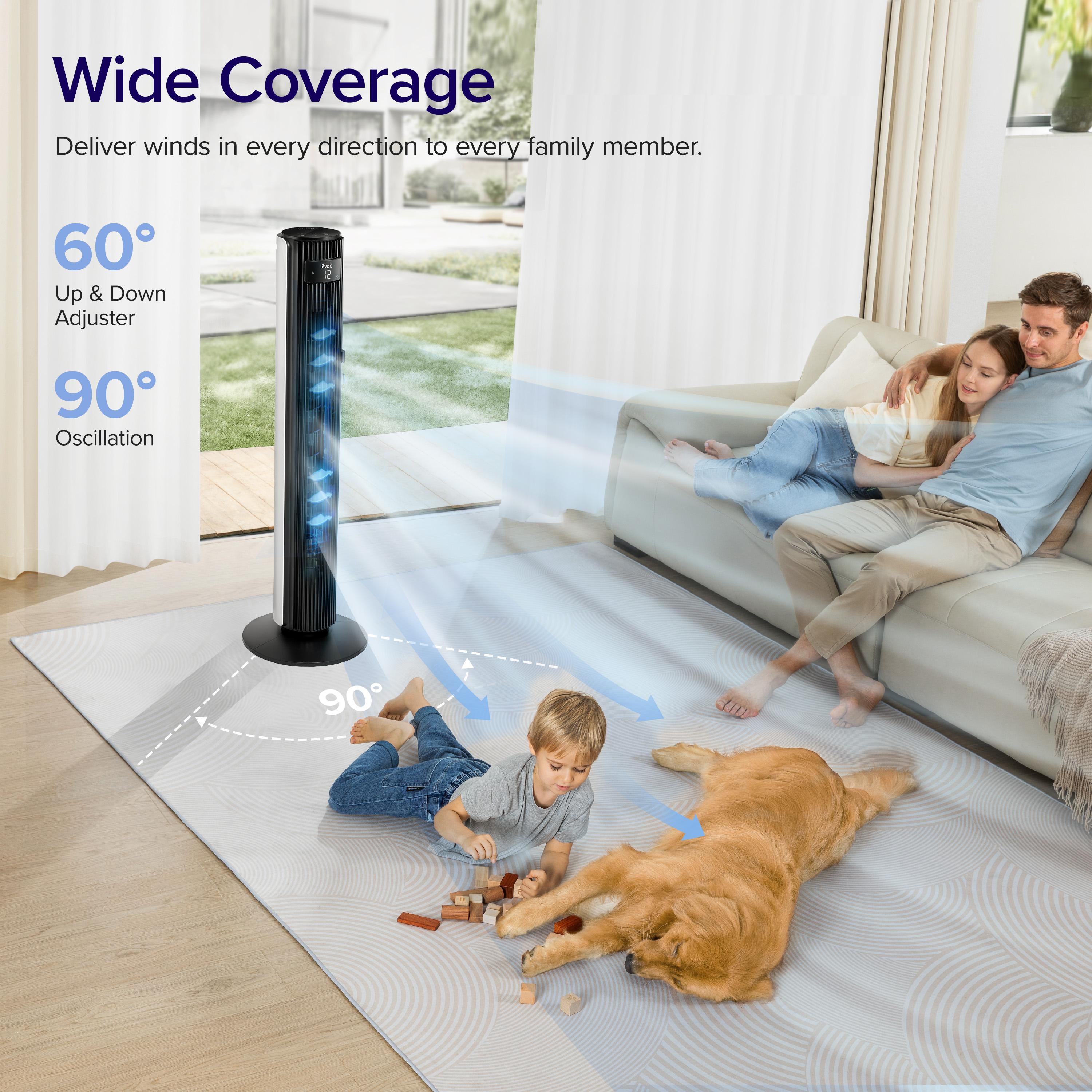 LEVOIT Classic 42 Tower Fan, Oscillating Quiet 42 Inch Fan 25ft/s Velocity 25dB With AC Motor for Bedroom, 4 Modes, 12H Timer, Standing Fan for Home LEVOIT Classic 42 Tower Fan, Oscillating Quiet 42 Inch Fan 25ft/s Velocity 25dB With AC Motor for Bedroom, 4 Modes, 12H Timer, Standing Fan for Home