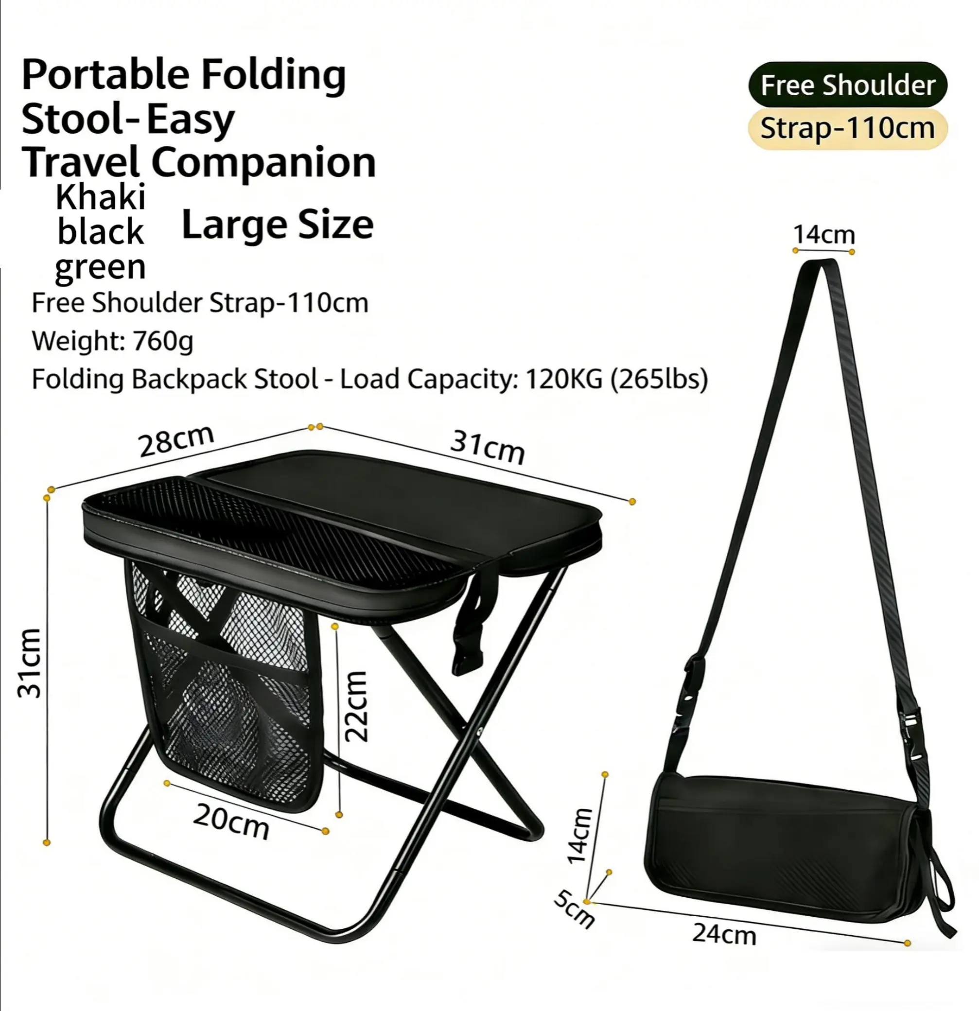 Outdoor Folding Chair, Handbag-Style Stool, Travel and Camping Stool, Portable Folding Stool for Work, Backpack-Style Stool screwdriver hex, Portable Size, Travel Stool