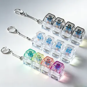 Mechanical Keyboard Clicker Keychain – LED Light-Up Clear Button Fidget Toy, Compact Stress Relief & Focus Tool, Pocket-Size Desk Accessory, Cool Gift for Friends, Students & Office Use