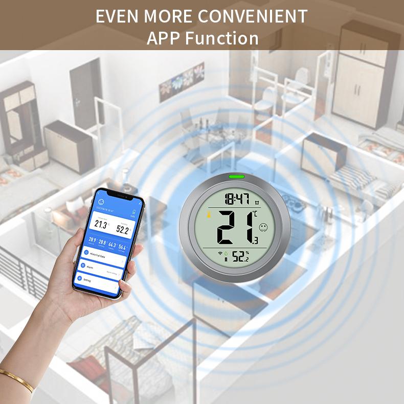 PROTMEX Tuya Wifi Bluetooth Thermometer Hygrometer Date Time Alarm Multifunctional with Smart Life APP Temperature Humidity