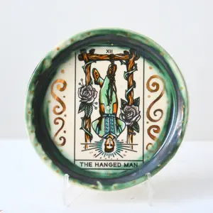Hanged Man Tarot Dish – Handmade Gold Luster Ceramic Ashtray