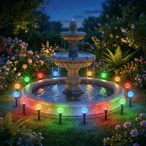 Solar-Powered LED Ground Stake String Lights - 30/50-Light Set 8 Lighting Modes IPX4 Outdoor Waterproof Rating Multiple Colors Available Ideal for Wedding Parties, Festival Decorations, Proposal Ceremonies, Garden Courtyards, and Patio Railing Decorations