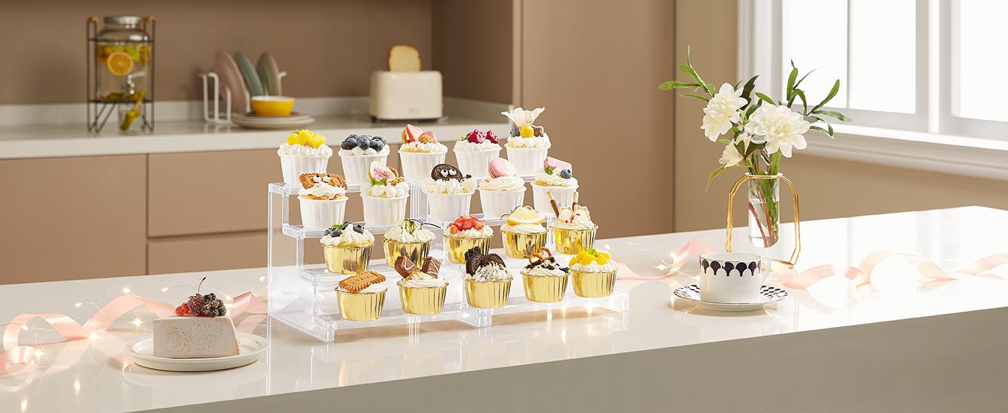 Lifewit 4 Tier Clear Display Stand for Perfume, Cologne, Fragrance, Skincare, Makeup, Cosmetics, Figures, Cupcake, Dessert Shelf Organiser