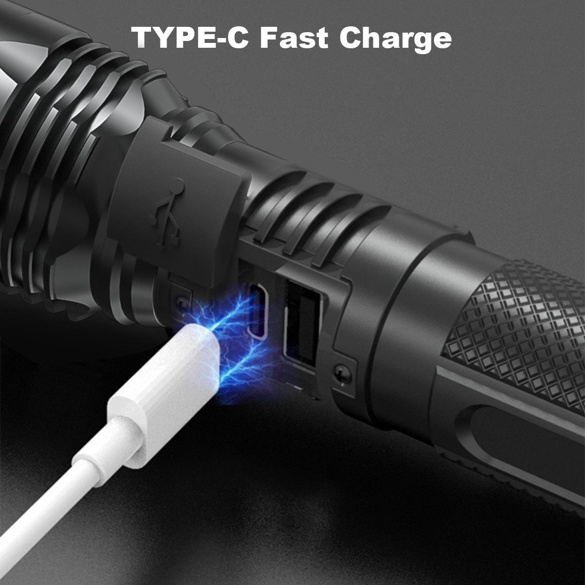 2-in-1  FLASHLIGHT with Charging Phone Function | Super Bright, USB Rechargeable, Zoomable | Camping, Emergency, Fishing Torch light strong light flashlight