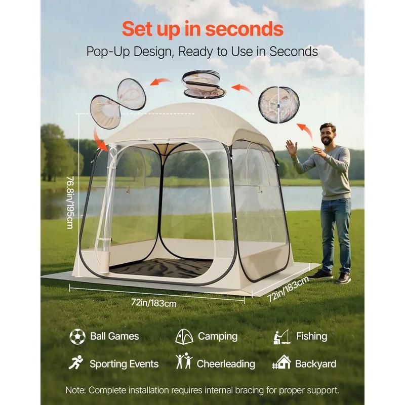 Pop up Sports Camping tent, 72x72 in Clear Bubble Camping for 2-4 Persons, Waterproof Outdoor Pod with Floor Mat & Top Cover, Garden Igloo Dome  Camping Shelter for Events Fishing Cheering