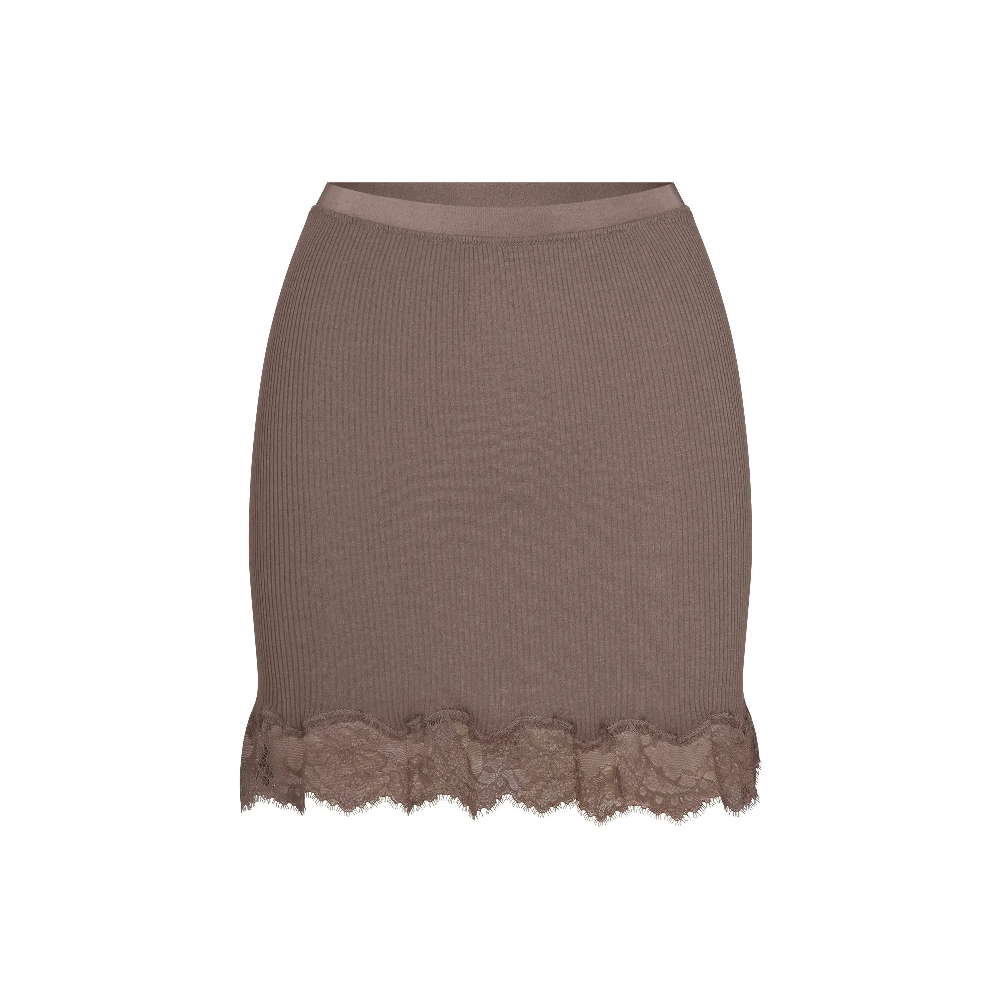 SKIMS RIB KNIT LACE MINI SKIRT