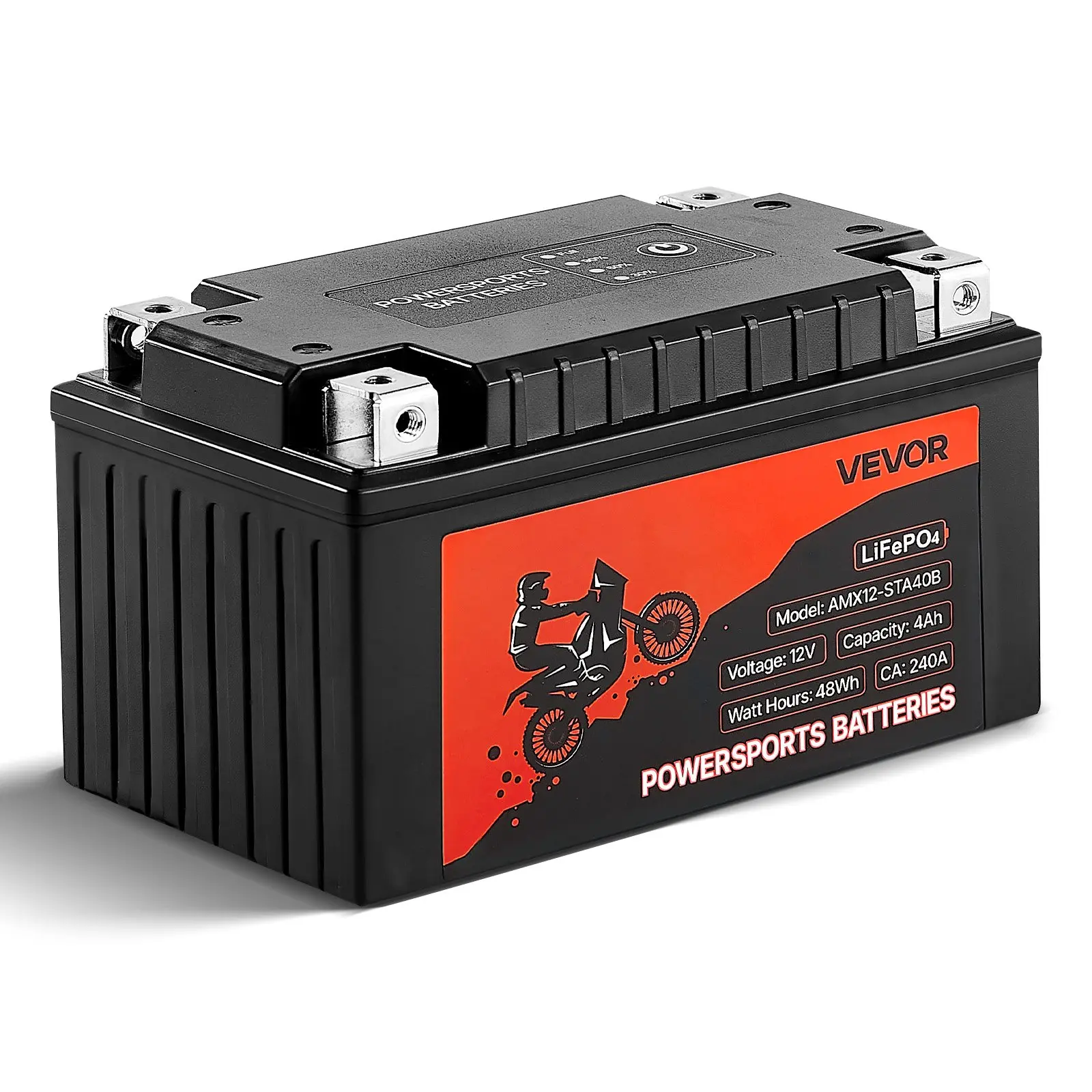 【Summerfinds】VEVOR Motorcycle Battery, 12 Volt 4Ah, LiFePO4 Lithium Pre-Charged Powersports Battery, Maintenance Free & High Performance, Compatible with ATV, Motorcycle, Jet Skis, Scooter, UTV, and More