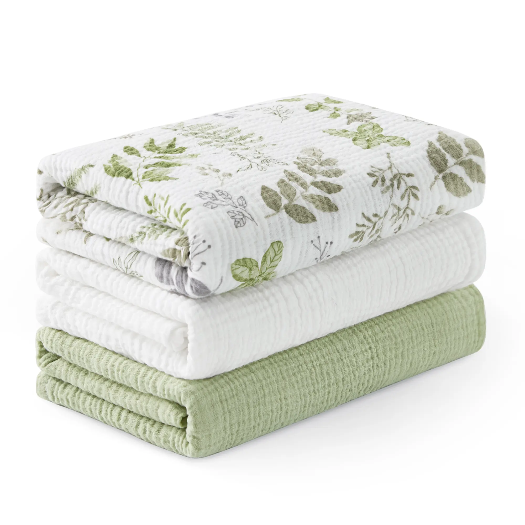 Muslin Baby Blankets & Throws, 3-Pack Cotton Breathable Soft Receiving Blankets for 0-3 Months Newborns, All Seasons Baby Essentials, Great Gift, 38x40in