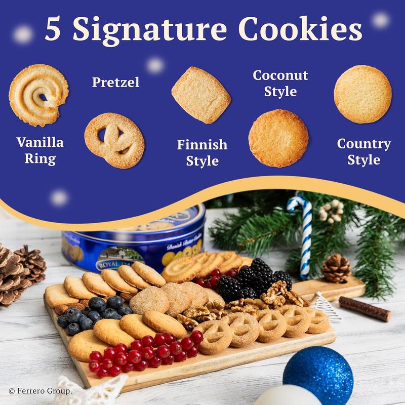 Royal Dansk Danish Butter Cookies, Premium Assorted Cookies in a Gift Tin, Great for Sharing and Gifting, 24 oz