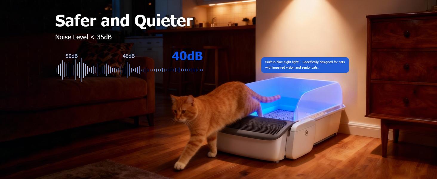 Automatic Cat Litter Box Open-Top Self-Cleaning for Multiple Cats(Buy one, get five free), Extra Large Space with App Control/Splash Guard/Safety Anti-Pinching Design/Odor Control Open-top Litter Box with Waste Bag&Deodorizing Cube Automatic Cat Litter Box Open-Top Self-Cleaning for Multiple Cats(Buy one, get five free), Extra Large Space with App Control/Splash Guard/Safety Anti-Pinching Design/Odor Control Open-top Litter Box with Waste Bag&Deodorizing Cube