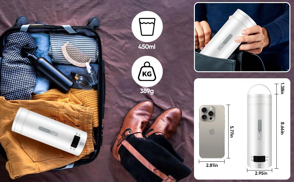 Portable Electric Kettle Travel Electric Kettle (Plug-in version), Mini Tea Coffee Kettle Water Heater with 4 Temperature Controls, Household Appliances for Home Kitchen, Compact Fast Heating Kettle for Daily Use
