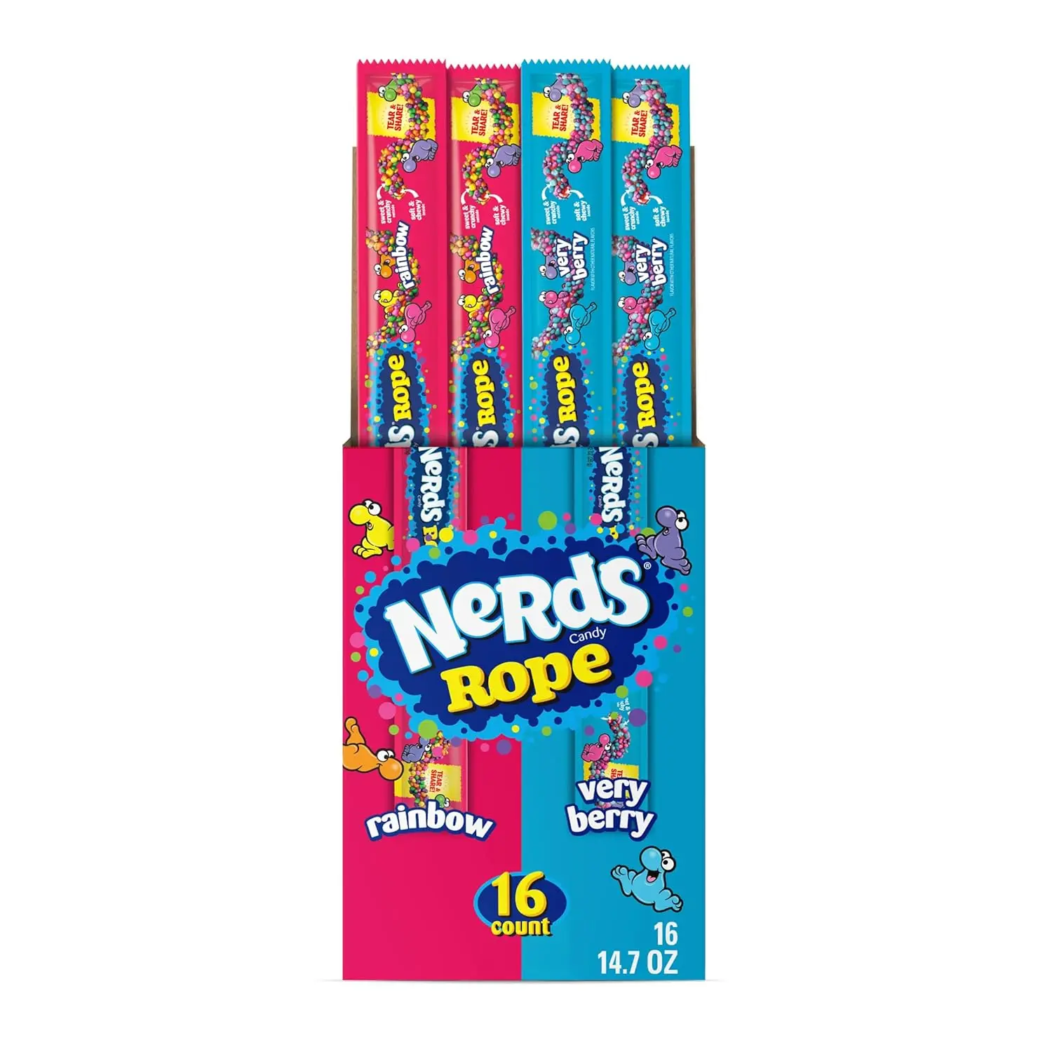 NERDS Rope, Candy, Variety Box, Rainbow & Very Berry