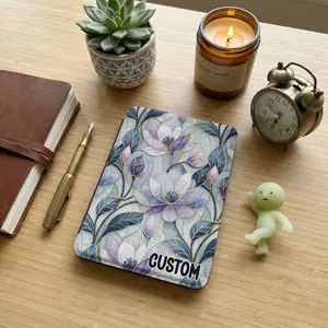 Purple Blue Stained Glass Floral Gold Outline Custom Kindle Case