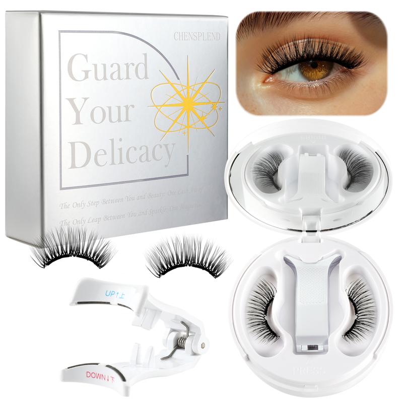 Magnetic Eyelashes with Applicator - CHENSPLEND Upgrade Soft Reusable Lashes + Feathery Style, Natural Look No Glue Needed, Easy Wear/Remove Magnetic False Lash Kit