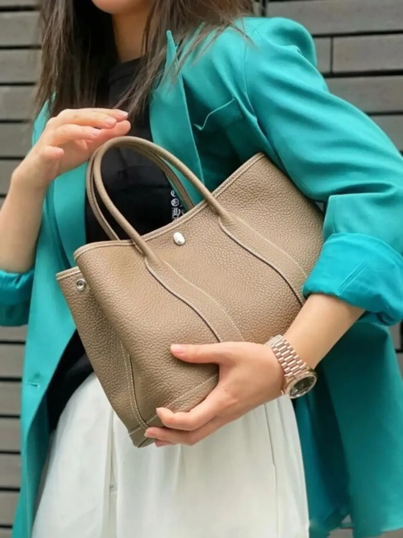 Women's Genuine Top Grain Leather Garden Bag, Vintage Water Bucket Handbag, Shoulder & Crossbody Bags, Leather Handbags, Vintage Chic Purse, Elegant Bags, Ideal Gift for Her