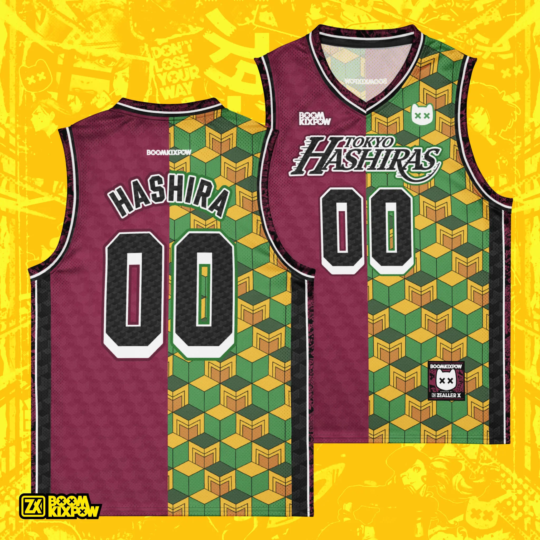 Tokyo Hashiras Basketball Jerseys - Maroon - Anime Sport Jersey Demon Hunter Slayer Inspired Fan Art | Boom Kix Pow Fan Art