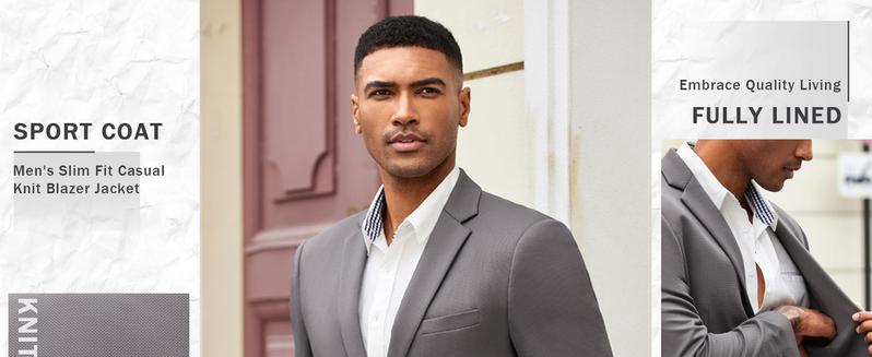 COOFANDY Men's Suit Casual Blazer Slim Fit Suit Jacket Lightweight Knit Sport Coat Two Button Blazer Jacket