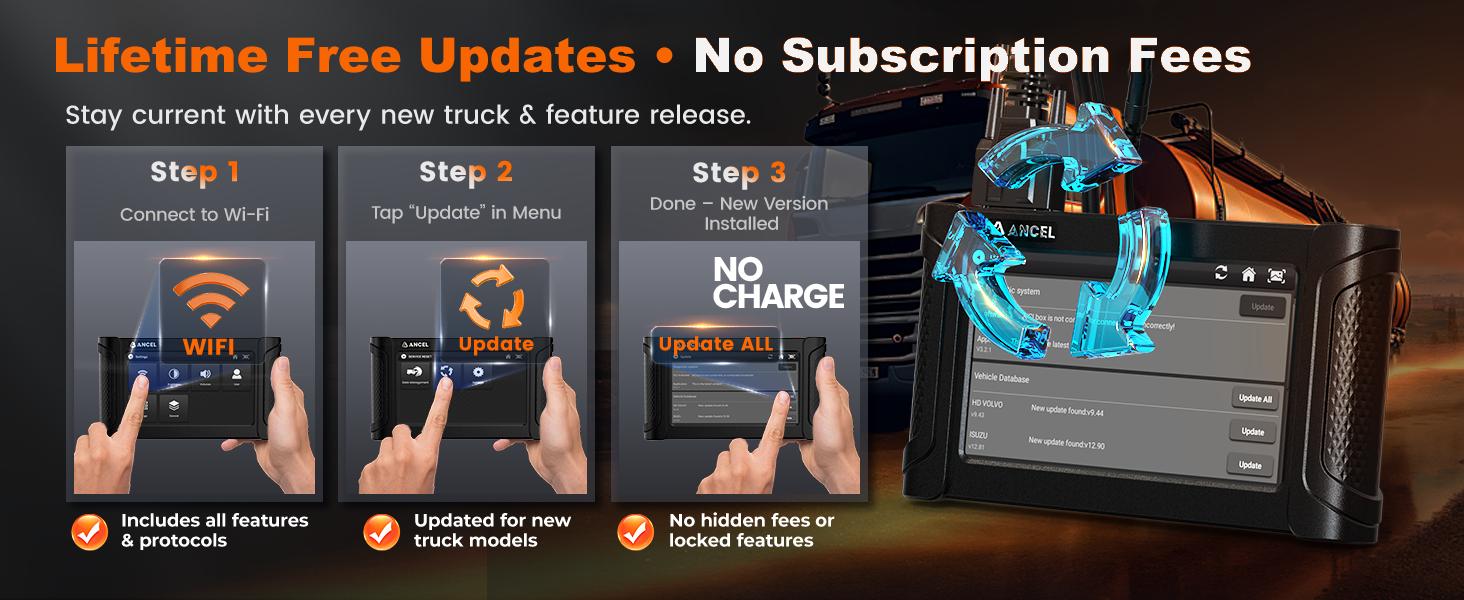ANCEL HD7000 Elite 7'' Heavy Duty Truck Scanner with DPF Regen, Speed Limit, Idle Reset & Service Reset, Full System HD OBD Diesel Diagnostic Tool for Cummins Detroit Volvo CAT Paccar International ANCEL HD7000 Elite 7'' Heavy Duty Truck Scanner with DPF Regen, Speed Limit, Idle Reset & Service Reset, Full System HD OBD Diesel Diagnostic Tool for Cummins Detroit Volvo CAT Paccar International
