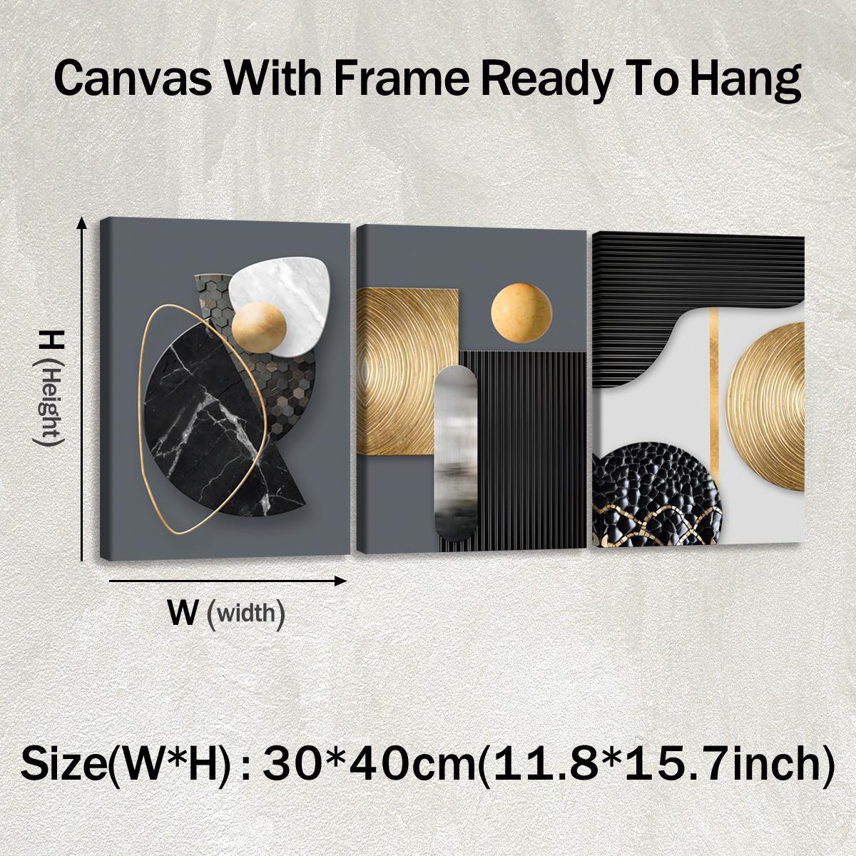 3Pcs Wooden Framed Canvas Painting, African Woman Abstract Geometric Shapes Gold Orange, Exquisite Poster, Home Decoration, Pattern Wall Art Decor, For Living Room, Bedroom, Office, Restaurant, Bar Wall Decor, Odorless, Painting, Print Artwork