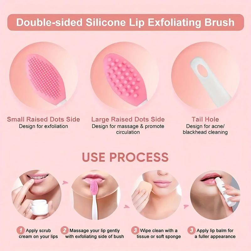 Lip Scrub Brush(4 PCS),Lip Scrubber Exfoliator,Double-Sided Silicone Lip Exfoliating Tool for Dark Lips,Nose Scrubber Lip Mask Applicator,Gentle Lip Exfoliator Scrubber Brush for Smooth,Soft,Bright,and Healthy Lips