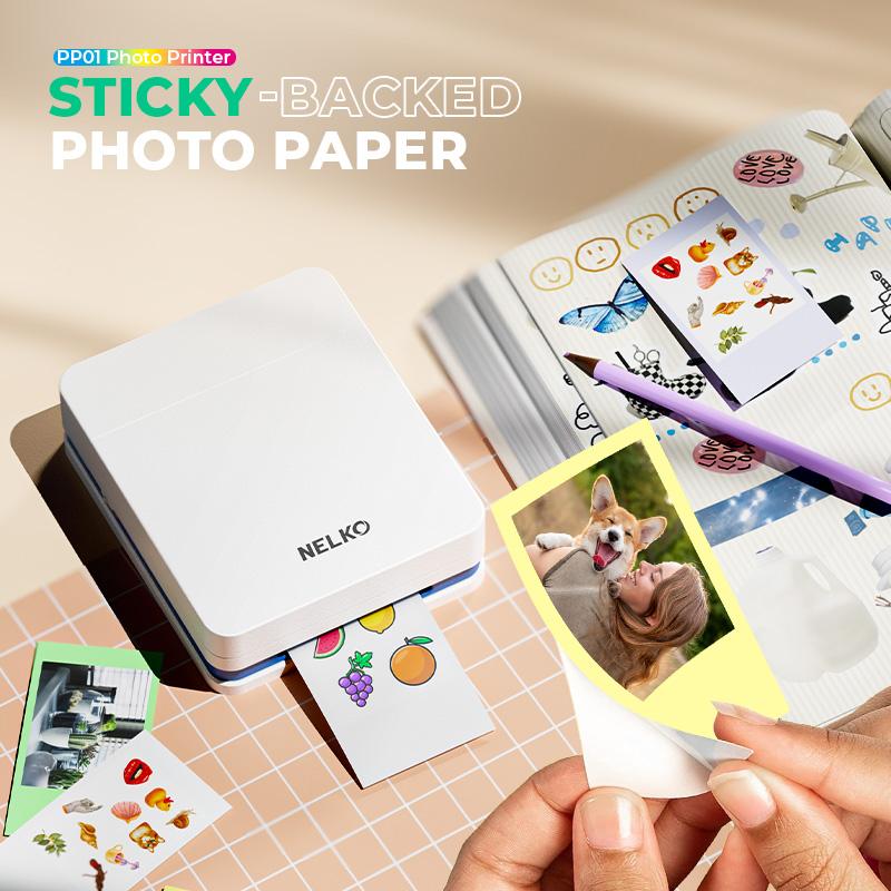 PP01 Portable Mini Color Wireless Mobile Printer, Instant Smartphone Photo Printer, Sticky-Back Photos, Bluetooth Compatible with iOS & Android Devices, Fun Editing App, Perfect Gift For Valentine's Day