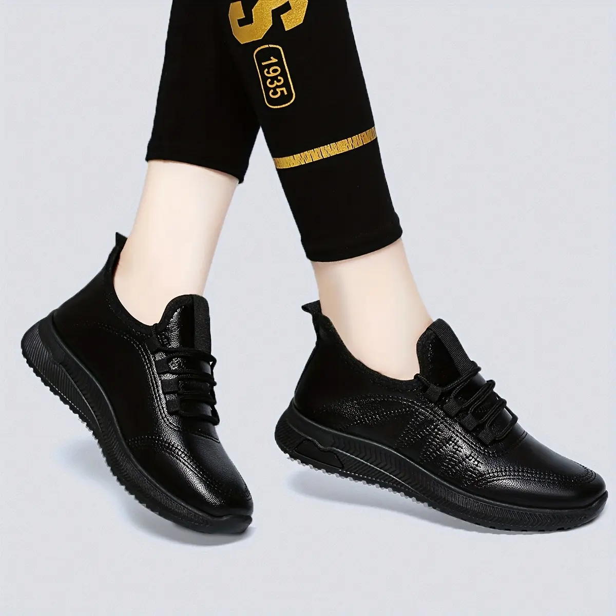 Women Black Work Sneakers Waterproof Non Slip Lightweight Soft Sole Running Casual Wear On Design Comfortable Safety Shoes Breathable 2026 Classy Comfort Up Walking Outdoor Mesh Stitching Sport Daily Durable