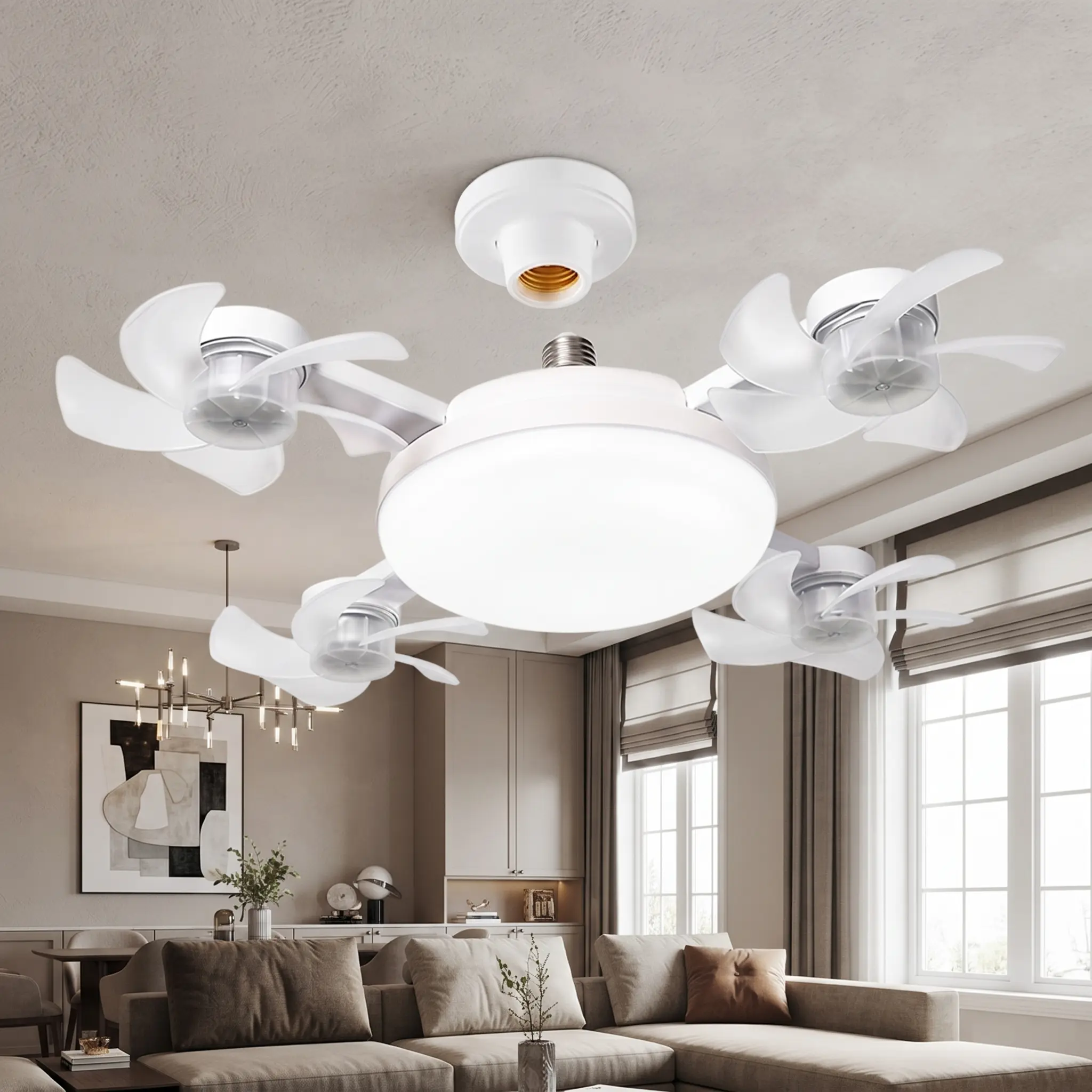 GMOX Smart Ceiling Fan with Light - E27 Socket, Remote Control, Adjustable Brightness, 3-Speed Settings for Bedroom, Living Room,back to school,back to school haul