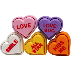 Colorful Conversational Hearts Fidget Clicker Keychain – Sensory Fidget Device for Stress Relief, Portable Anxiety Relief Gadget, Handheld Calming Tool for Everyone, 5 Pack Set