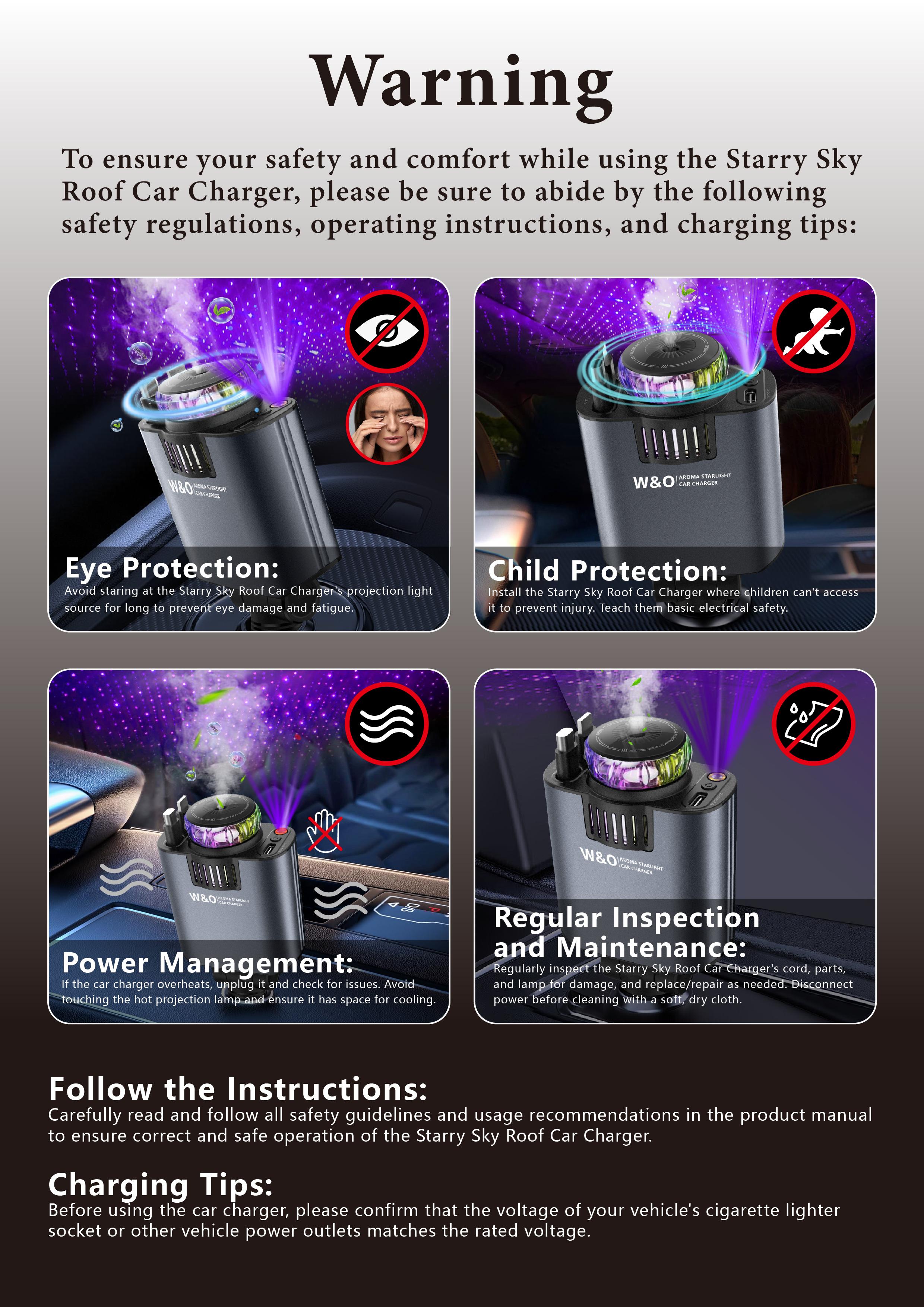 【New Airfreshener Starlight In Car Roof】5 in 1 Car Charger, Car Air Freshener with High Speed USB C Adapter with Lightning Cable & Charge Port for iPhone & Android Phone, Retractable Car Charger, Comes with 3 Bottles of Fragrance, Car Accessories