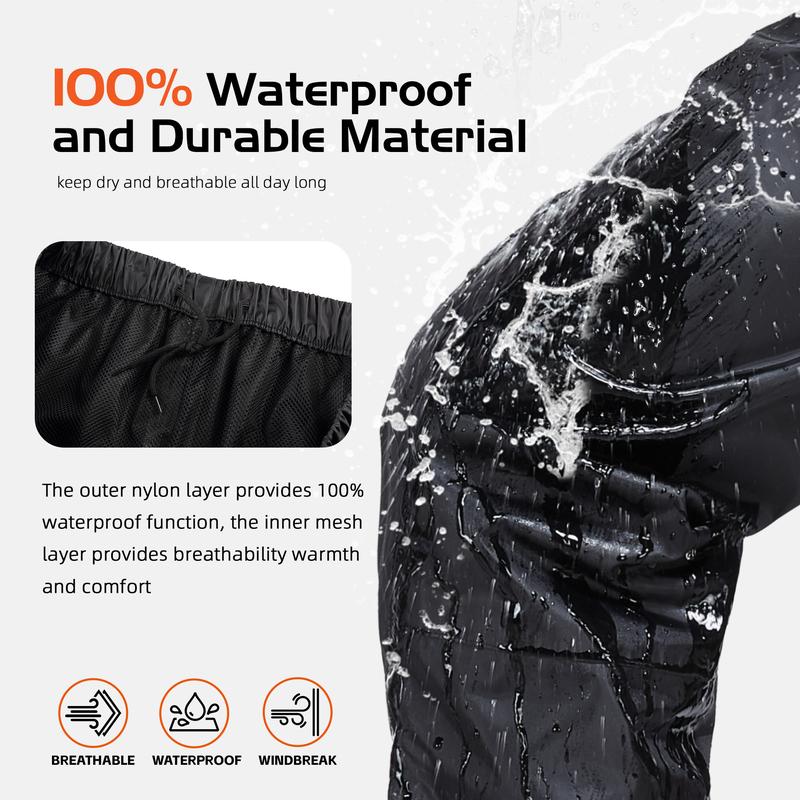 【RODEEL】702 Waterproof Jacket and Pants Set Men Lightweight Breathable Full Zip Hooded Rain Coat Durable Rain Suit Weatherproof Rainwear Windbreaker For Outdoor Sports Hiking Fishing Boating Construction Roofing Landscaping Gardening, Holiday Gift