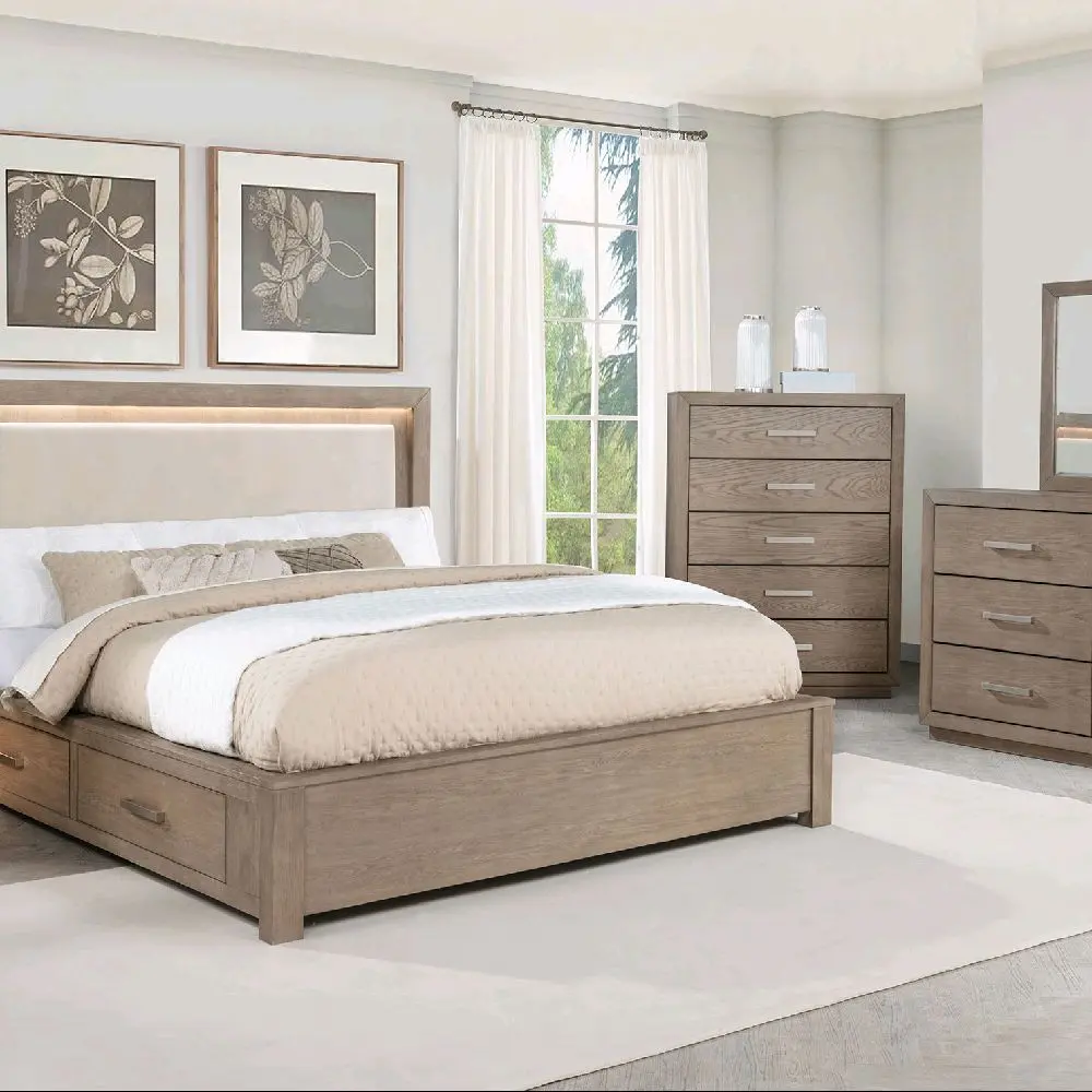 Kenora Brand New Bedroom Set with Storage Bed and Matching Dressers in Modern Design