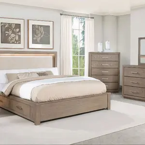 Kenora Brand New Bedroom Set with Storage Bed and Matching Dressers in Modern Design
