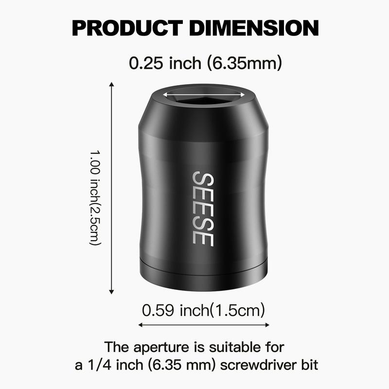 SEESE Strong Magnetic Screw Ring: 1/4 Inch/ 6.35 mm Universal Magnetic Screw Holder - Removable Magnetic Screwdriver Drill Bit Holder for Hex Screwdriver and Power Bits SEESE Strong Magnetic Screw Ring: 1/4 Inch/ 6.35 mm Universal Magnetic Screw Holder - Removable Magnetic Screwdriver Drill Bit Holder for Hex Screwdriver and Power Bits
