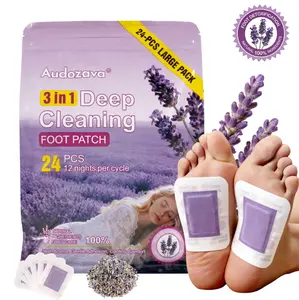 3-in-1  Lavender Foot Patches - 24-Pack, Natural Lavender Infused, Gentle Adhesion, Provides Cooling Comfort, Soothes Tired Feet, Ideal for Nighttime Relaxation and Daily Foot Care.