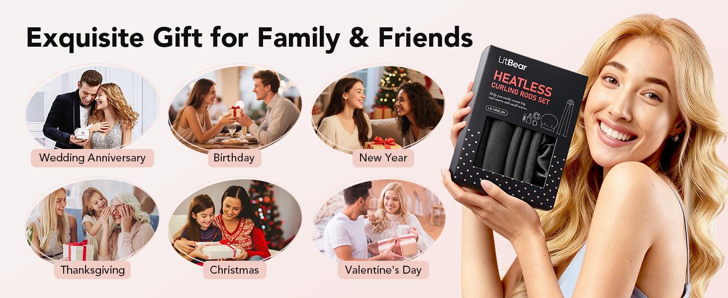 LitBear Heatless Curls Overnight, 2 Sizes of Soft Hair Rollers for Women with Bonnet to Sleep In, No Heat Hair Curlers Set with Scrunchies and Clips, for Long and Medium Hair LitBear Heatless Curls Overnight, 2 Sizes of Soft Hair Rollers for Women with Bonnet to Sleep In, No Heat Hair Curlers Set with Scrunchies and Clips, for Long and Medium Hair